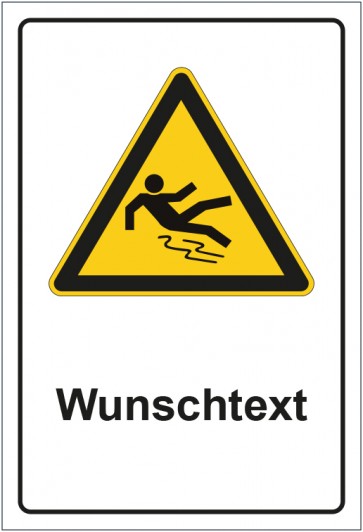 Aufkleber Warnzeichen Warnung vor Rutschgefahr mit WUNSCHTEXT