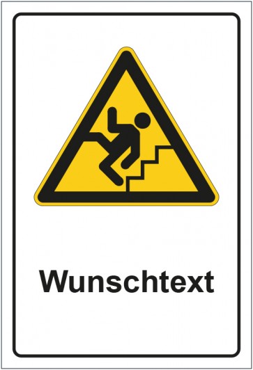Aufkleber Warnzeichen Warnung vor Treppe · Stufen mit WUNSCHTEXT