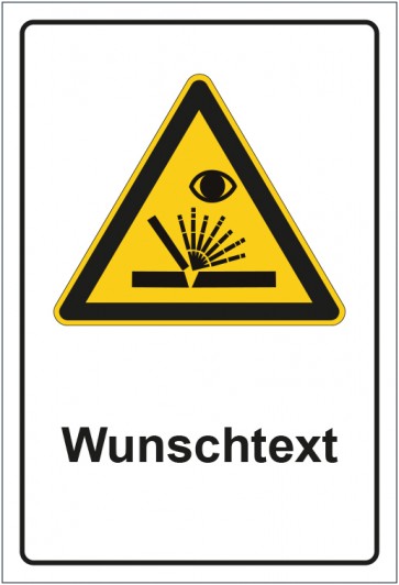 Schild Warnzeichen Warnung vor Schweißfunken mit WUNSCHTEXT · selbstklebend
