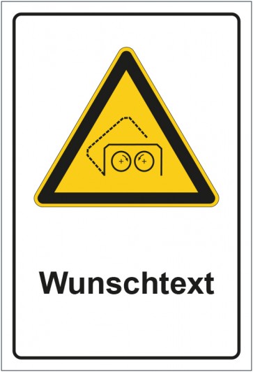 Schild Warnzeichen Warnung vor automatischer Schutzhaube mit WUNSCHTEXT