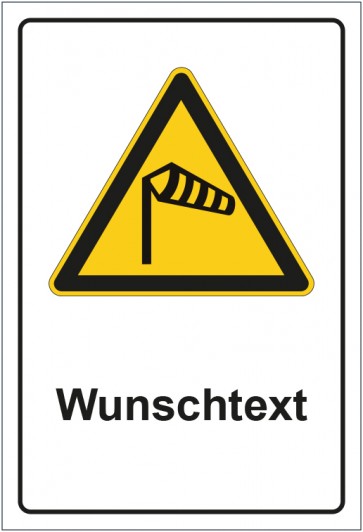 Aufkleber Warnzeichen Warnung vor Wind - Sturm - Seitenwinde mit WUNSCHTEXT