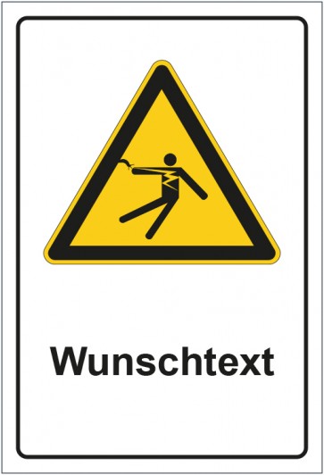 Schild Warnzeichen Warnung vor überschlagender Spannung Stromschlaggefahr mit WUNSCHTEXT