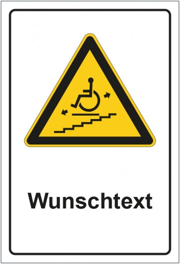 Aufkleber Warnzeichen Warnung vor Treppenlift mit WUNSCHTEXT · stark haftend