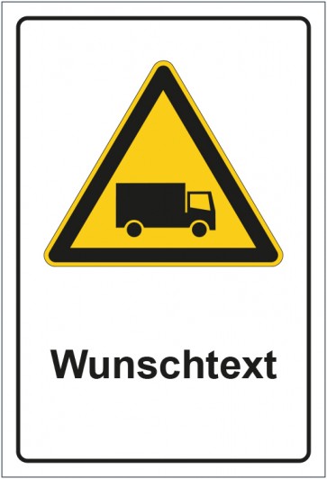 Schild Warnzeichen Warnung vor Lastkraftwagen - Schwertransport mit WUNSCHTEXT · selbstklebend
