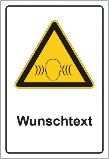 Aufkleber Warnzeichen Warnung vor lauter Umgebung - hohem Schalldruckpegel mit WUNSCHTEXT