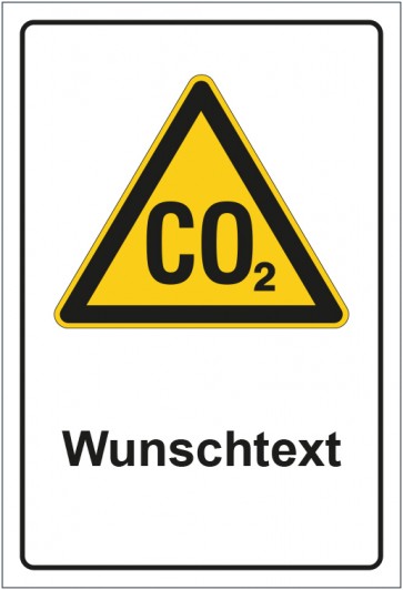 Aufkleber Warnzeichen Warnung vor CO2 - Erstickungsgefahr mit WUNSCHTEXT