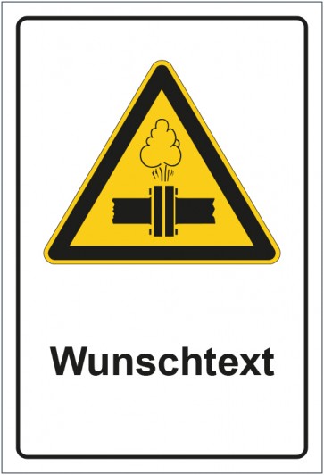 Aufkleber Warnzeichen Warnung vor Überdruck mit WUNSCHTEXT