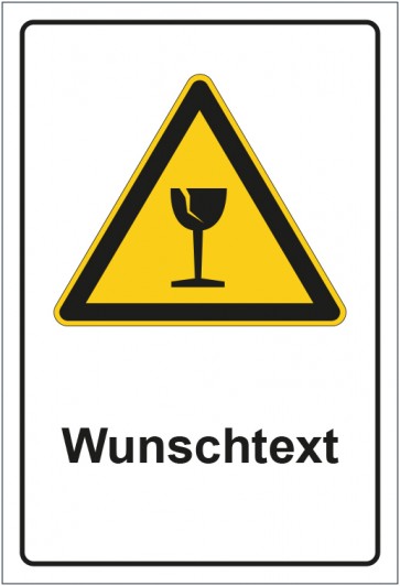 Schild Warnzeichen Warnung vor Bruchgefahr mit WUNSCHTEXT