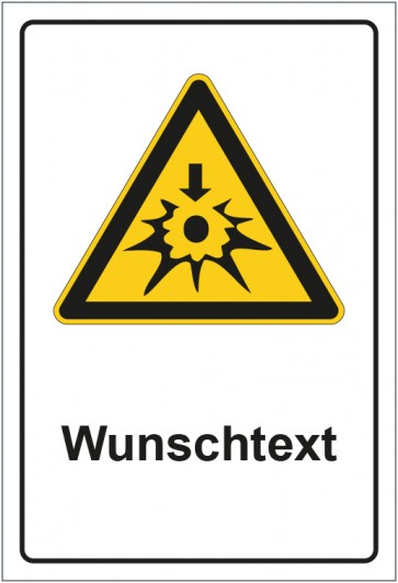 Magnetschild Warnzeichen Warnung vor Selbstentzündung - Explosionsgefahr mit WUNSCHTEXT