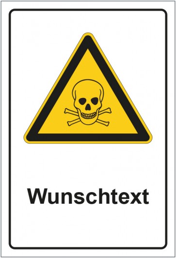 Aufkleber Warnzeichen Warnung vor giftigen Stoffen mit WUNSCHTEXT