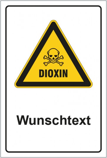 Schild Warnzeichen Warnung vor Dioxin - Schwermetallen mit WUNSCHTEXT · selbstklebend
