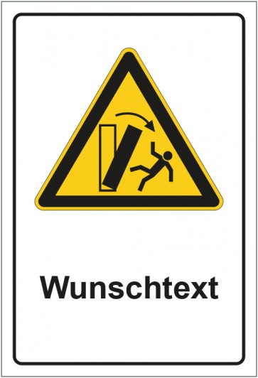 Schild Warnzeichen Warnung vor kippenden Gegenständen mit WUNSCHTEXT
