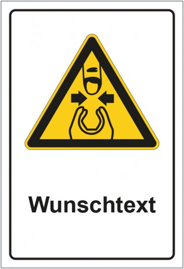 Schild Warnzeichen Warnung vor Fingerquetschung mit WUNSCHTEXT