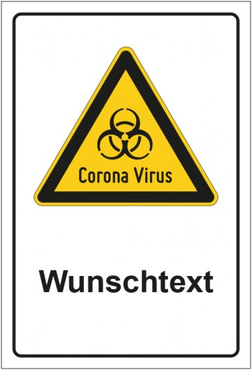 Aufkleber Warnzeichen Warnung vor Corona Virus mit WUNSCHTEXT