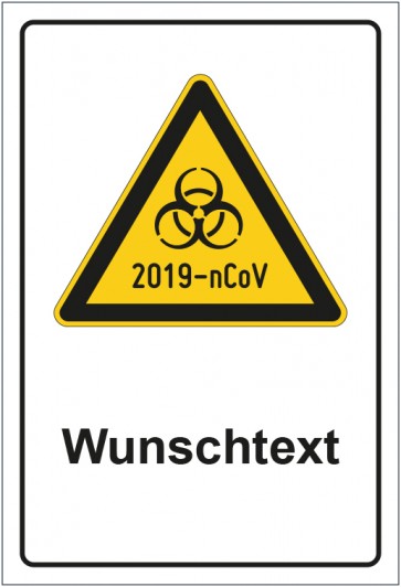 Magnetschild Warnzeichen Warnung vor 2019-nCoV mit WUNSCHTEXT
