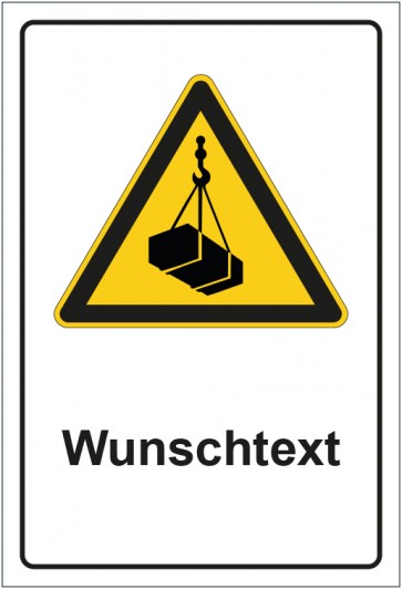 Aufkleber Warnzeichen Warnung vor schwebender Last - neu mit WUNSCHTEXT · stark haftend