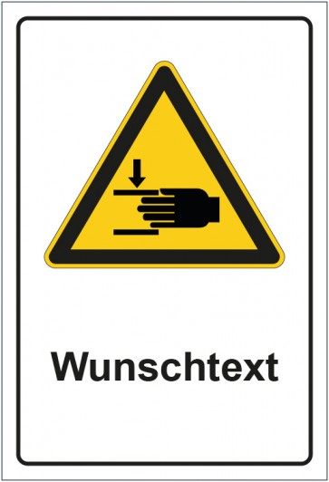Schild Warnzeichen Warnung vor Handverletzungen - neu mit WUNSCHTEXT