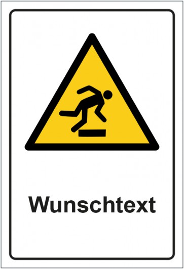 Schild Warnzeichen Warnung vor Hindernissen am Boden · ISO_7010_W007 mit WUNSCHTEXT · selbstklebend
