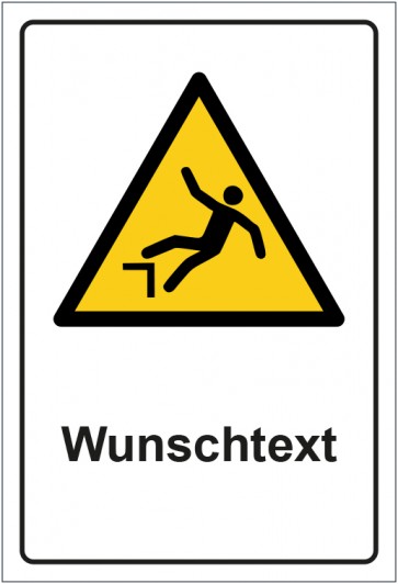 Schild Warnzeichen Warnung vor Absturzgefahr · ISO_7010_W008 mit WUNSCHTEXT