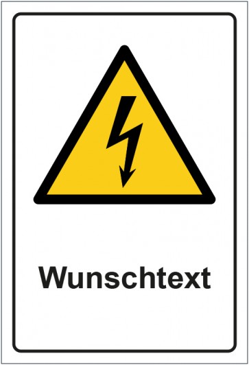 Aufkleber Warnzeichen Warnung vor elektrischer Spannung · ISO_7010_W012 mit WUNSCHTEXT · stark haftend