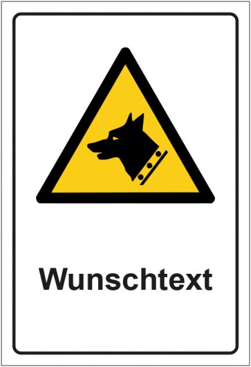 Aufkleber Warnzeichen Warnung vor Wachhunden · ISO_7010_W013 mit WUNSCHTEXT · stark haftend