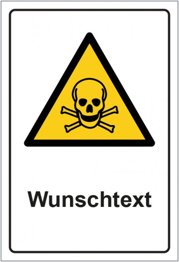 Aufkleber Warnzeichen Warnung vor giftigen Stoffen · ISO_7010_W016 mit WUNSCHTEXT · stark haftend