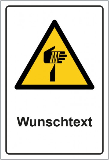 Aufkleber Warnzeichen Warnung vor spitzem Gegenstand · ISO_7010_W022 mit WUNSCHTEXT
