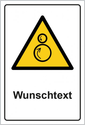 Schild Warnzeichen Warnung vor gegenläufigen Rollen · ISO_7010_W025 mit WUNSCHTEXT