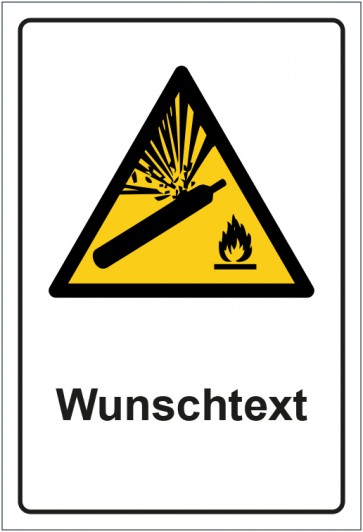 Schild Warnzeichen Warnung vor Gasflaschen · ISO_7010_W029 mit WUNSCHTEXT