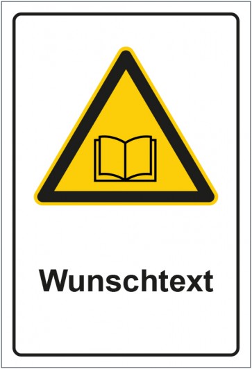 Aufkleber Warnzeichen Hinweiszeichen Achtung, Handbuch lesen mit WUNSCHTEXT