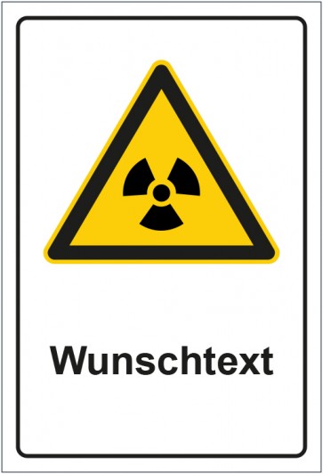 Aufkleber Warnzeichen Warnung vor radioaktiven Stoffen mit WUNSCHTEXT