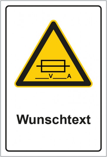 Schild Warnzeichen Hinweiszeichen Sicherung mit WUNSCHTEXT · selbstklebend