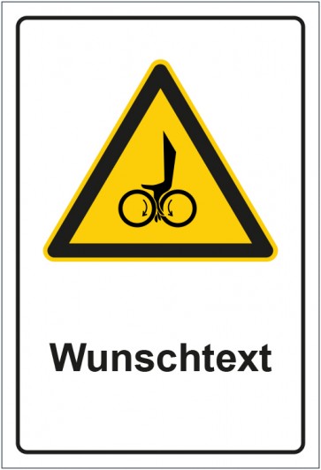 Aufkleber Warnzeichen Warnung vor Einzugsgefahr durch rotierende Walzen mit WUNSCHTEXT