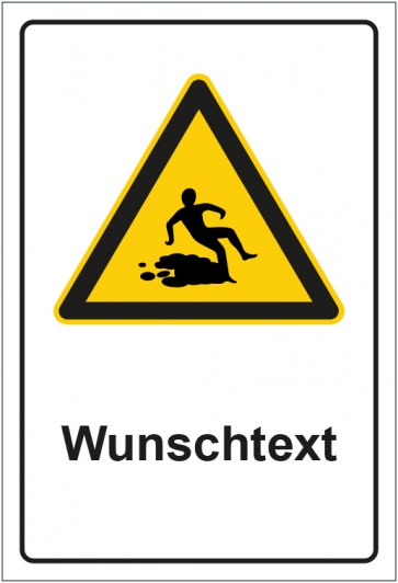 Schild Warnzeichen Warnung vor Rutschgefahr mit WUNSCHTEXT · selbstklebend