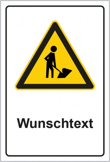 Aufkleber Warnzeichen Warnung vor Bauarbeiten mit WUNSCHTEXT