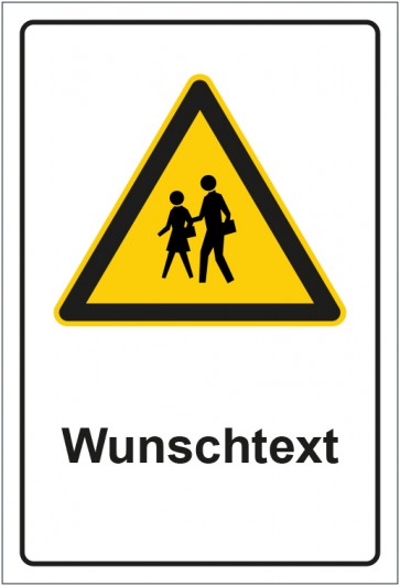 Schild Warnzeichen Hinweiszeichen Achtung Schulverkehr mit WUNSCHTEXT