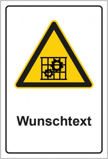Aufkleber Warnzeichen Hinweiszeichen Achtung, Schutzvorrichtung benutzen mit WUNSCHTEXT