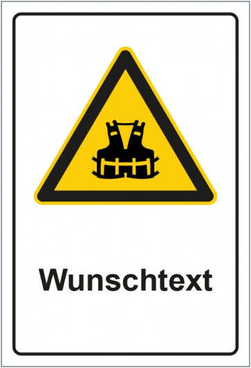 Magnetschild Warnzeichen Hinweiszeichen Achtung, Rettungsweste tragen mit WUNSCHTEXT