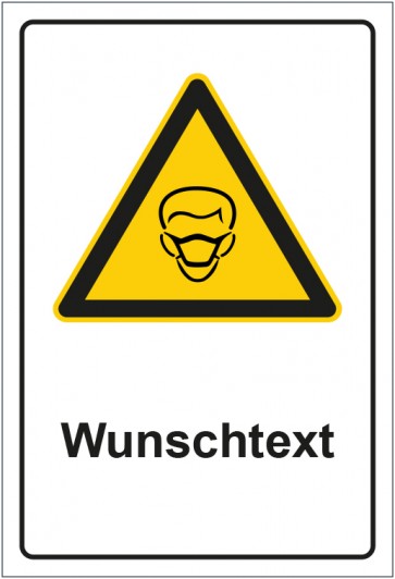 Aufkleber Warnzeichen Hinweiszeichen Achtung, Mundschutz benutzen mit WUNSCHTEXT · stark haftend