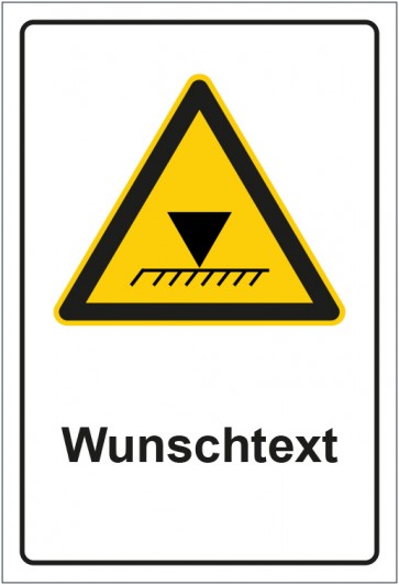 Schild Warnzeichen Hinweiszeichen Achtung, Begrenzung der Überkopfhöhe mit WUNSCHTEXT · selbstklebend