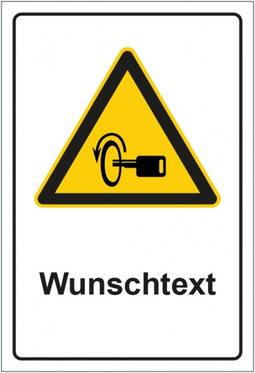 Schild Warnzeichen Hinweiszeichen Achtung, Motor ausschalten mit WUNSCHTEXT · selbstklebend
