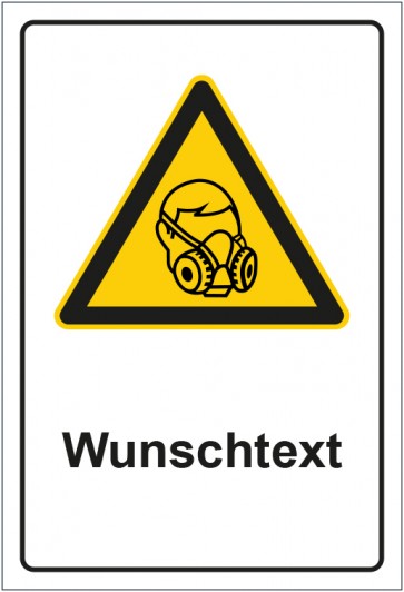 Schild Warnzeichen Hinweiszeichen Achtung, Filtermasken tragen mit WUNSCHTEXT · selbstklebend