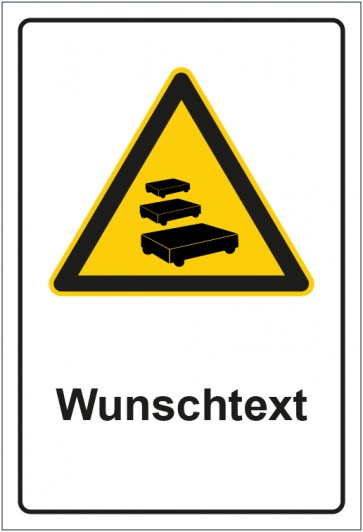 Magnetschild Warnzeichen Hinweiszeichen Rollwagen Zone mit WUNSCHTEXT