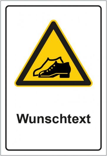Schild Warnzeichen Hinweiszeichen Achtung, festes Schuhwerk tragen mit WUNSCHTEXT · selbstklebend
