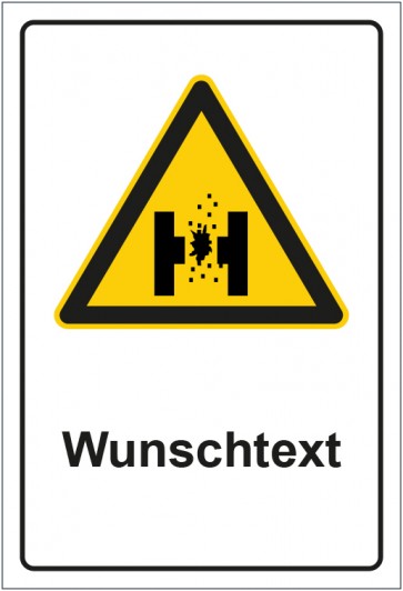 Schild Warnzeichen Warnung vor geschmolzenem Metall mit WUNSCHTEXT