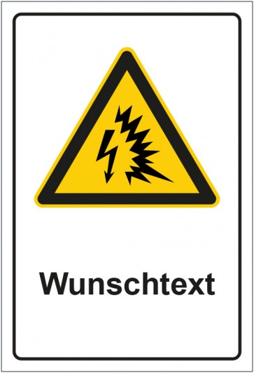 Magnetschild Warnzeichen Warnung vor Lichtbogen mit WUNSCHTEXT