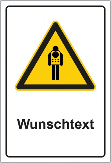 Schild Warnzeichen Hinweiszeichen Achtung Sicherheitsweste tragen mit WUNSCHTEXT