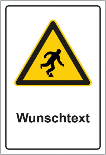 Schild Warnzeichen Warnung vor Stolpergefahr mit WUNSCHTEXT