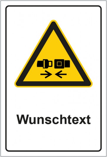 Magnetschild Warnzeichen Hinweiszeichen Sicherheitsgurt anlegen mit WUNSCHTEXT