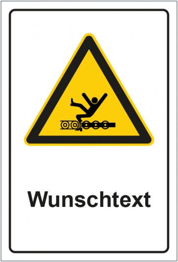 Magnetschild Warnzeichen Warnung vor Einzugsgefahr durch rotierende Walzen mit WUNSCHTEXT